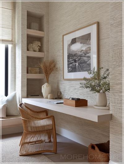 Không gian học tập hiện đại với gam màu kem tinh tế...