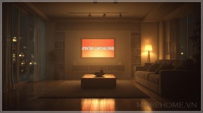 Phòng khách gia đình hiện đại lúc chạng vạng...