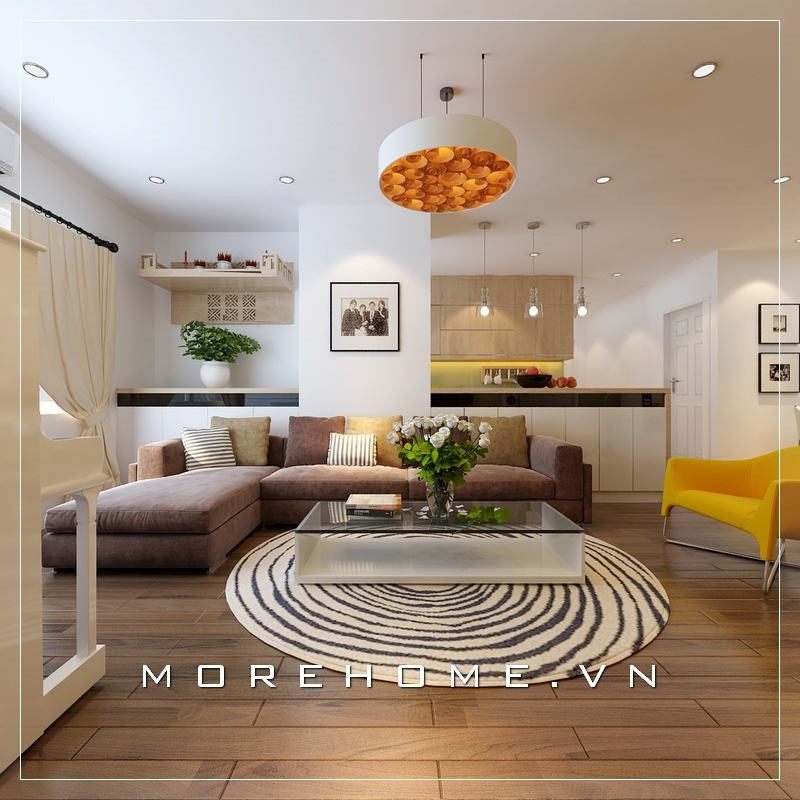 Sofa màu nâu êm ái là lựa chọn hoàn hảo cho không gian phòng khách của gia đình.