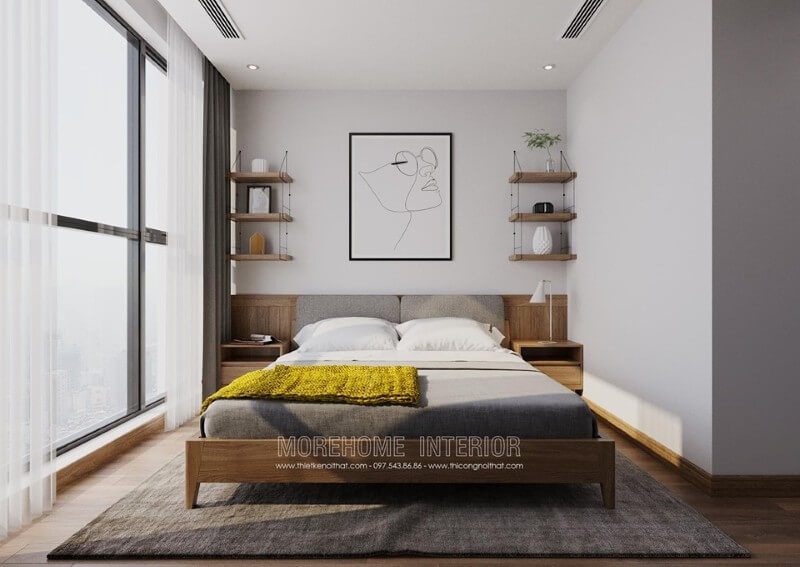 Thiết kế nội thất cho phòng ngủ của căn hộ chung cư.